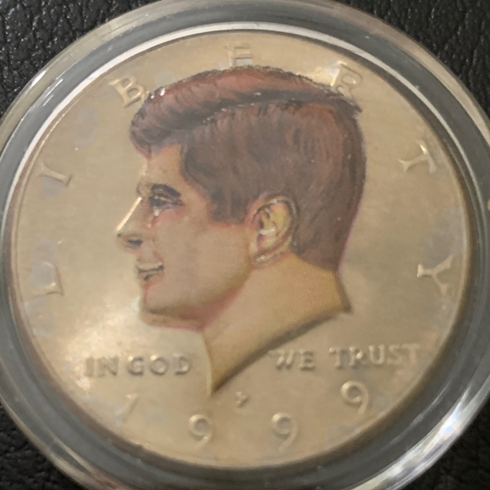 Elegant Colored, Gold-Toned JFK Commemorative Silver Coin - Picture 2 of 5